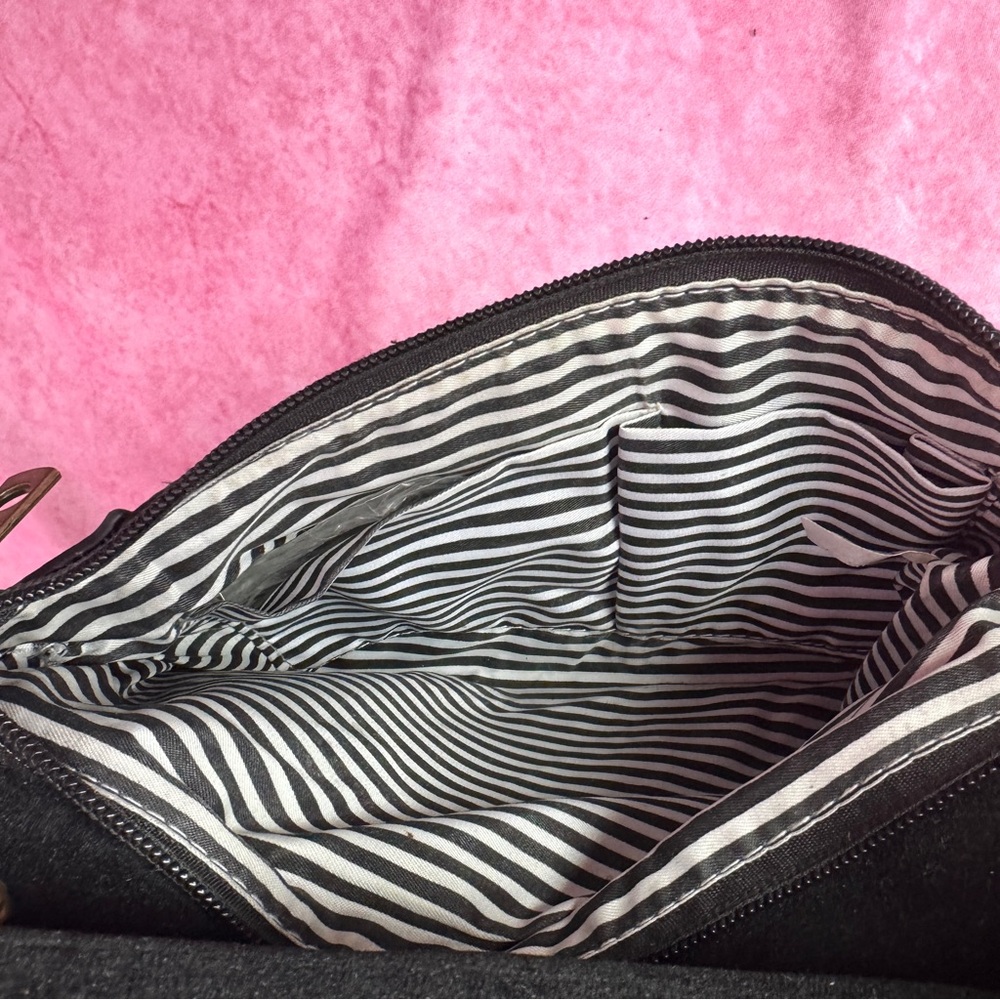 258. Black Suede Clutch with Gold Elephant Accent - Picture 6 of 8
